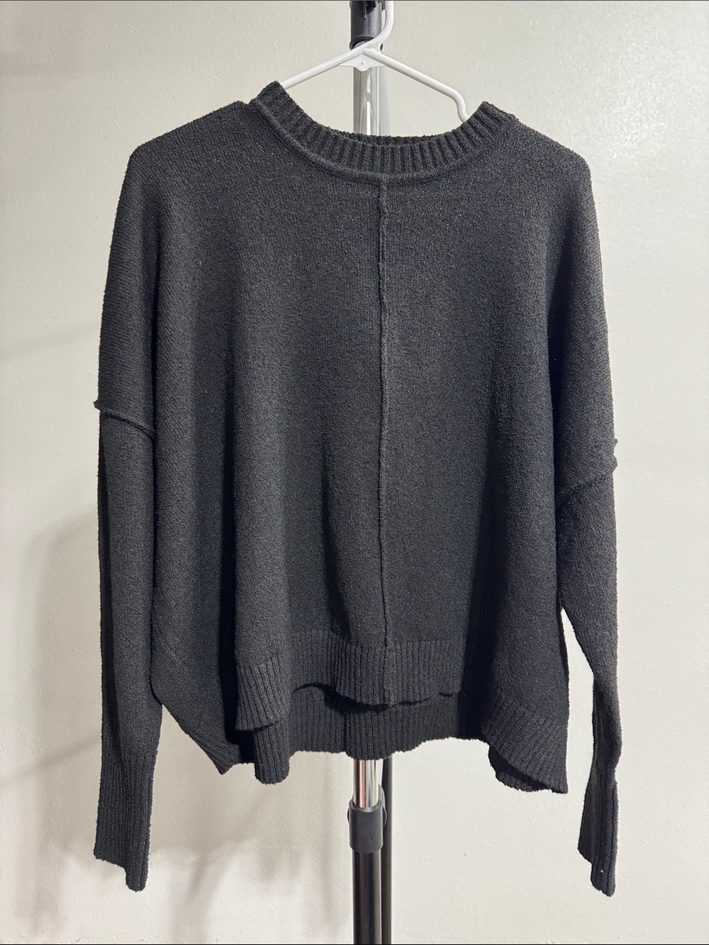 Andree Black Crewneck Boxy Knit Sweater